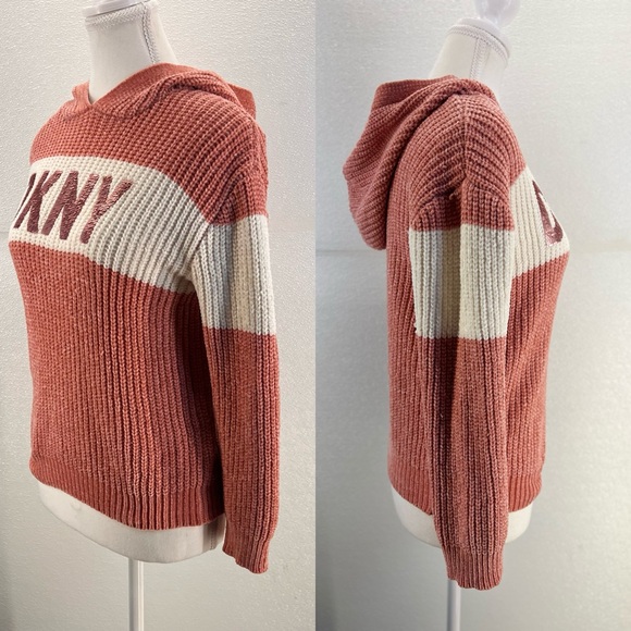 DKNY Girls Pink Sweatshirt Hoodie knit SIZE LARGE - Picture 14 of 17